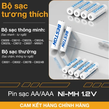 Pin Sạc AA AAA Dung Lượng Cao Beston Giá 39.000đ Phù hợp micro karaoke, đồ chơi, chuột máy tính, đèn pin, loa 5