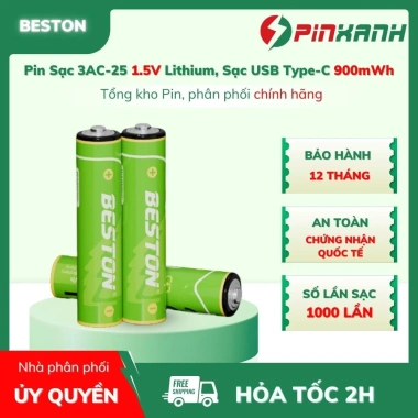 Pin sạc AAA 3AC-25 1.5V Lithium 04 viên - Sạc nhanh USB Type C, giá 280.000₫