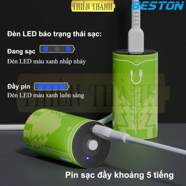 Pin sạc BESTON Li-ion 1.5V size D 6.000-7.400mWh, size C 3.500-7.400mWh - Giá chỉ 128.000₫