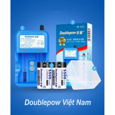 Pin Sạc Đa Năng 2A/3A/9V C/D - Bộ Sạc DP‑K32 2 Pin Đại D, Báo Đèn Khi Đầy, Thích Hợp Bếp Ga - Giá 119k