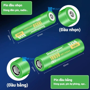 Pin sạc Doublepow 18.650 3.7V 9.250mWh - Dùng cho xe điện, máy khoan, dự phòng, y tế, đèn pin - Giá 22.440 VND 4