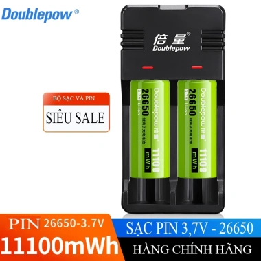 Pin Sạc Doublepow 26.650 11.100mWh Li-ion + Sạc Đa Năng USB DP-UK63 Tự Ngắt Thông Minh - Chính Hãng, Giá chỉ 67.000₫