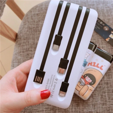 Pin sạc dự phòng 10.000mAh 5 trong 1 - 4 dây sạc, USB, đèn pin, 122.550 VND