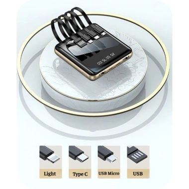 Pin sạc dự phòng 10.000mAh - Sạc nhanh, dung lượng cao, 4 dây sạc đa năng, có quà tặng 3
