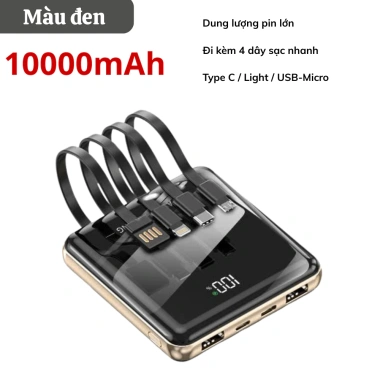 Pin sạc dự phòng 10.000mAh - Sạc nhanh, dung lượng cao, 4 dây sạc đa năng, có quà tặng 9