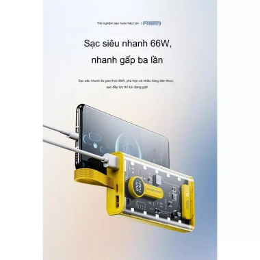 Pin sạc dự phòng 120W trong suốt PRAMI - Đa thiết bị, kèm cáp, giảm giá 22% 3