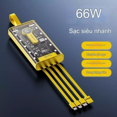 Pin sạc dự phòng 120W trong suốt PRAMI - Đa thiết bị, kèm cáp, giảm giá 22% 9