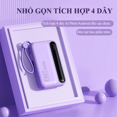 Pin sạc dự phòng 20.000mAh sạc nhanh mini, dung lượng lớn, kèm R08, dây sạc chỉ 249.000đ 2