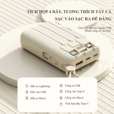 Pin sạc dự phòng 20.000mAh sạc nhanh mini, dung lượng lớn, kèm R08, dây sạc chỉ 249.000đ 3