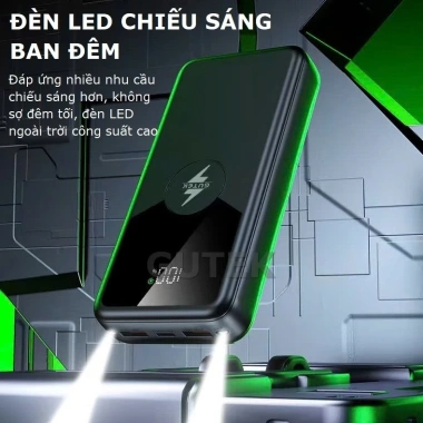 Pin sạc dự phòng 30.000mAh Gutek GT239 - Sạc nhanh 22.5W tích hợp dây cáp, 269.000₫