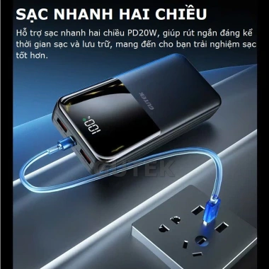 Pin sạc dự phòng 30.000mAh Gutek GT69 - Sạc nhanh 22.5W kèm dây, giá chỉ 249.000₫