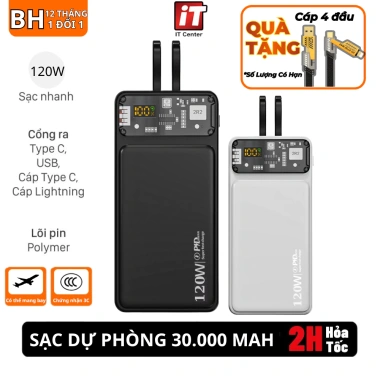 Pin sạc dự phòng 30.000mAh sạc nhanh 22.5W kèm dây 2 - Dung lượng lớn, giá tốt