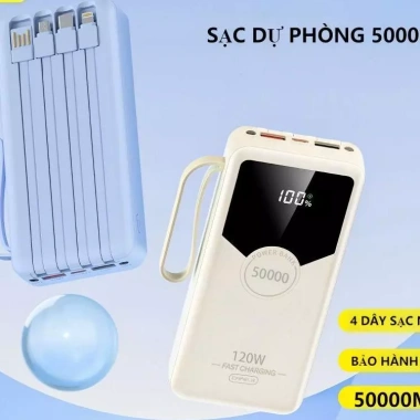 Pin sạc dự phòng 50.000-80.000mAh 120W sạc nhanh, tặng cáp sạc nhanh, nhiều dây sạc - 169.000₫