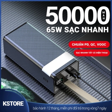 Pin sạc dự phòng 50.000/40.000mAh sạc nhanh 65W LED - Giá ưu đãi 475.000₫