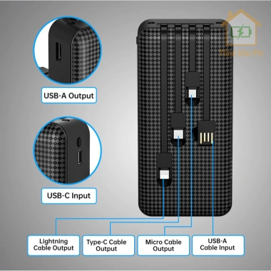 Pin sạc dự phòng BESTON 20.000mAh, 4 dây sạc, sạc 3 thiết bị cùng lúc, giá 138.000₫ 7