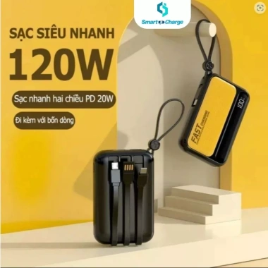 Pin sạc dự phòng đa năng 10.000-20.000mAh, thiết kế nhỏ gọn, sạc nhanh tích hợp dây, giá 132.912 VND