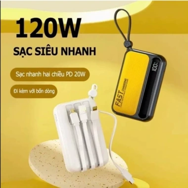 Pin sạc dự phòng đa năng 10.000-20.000mAh, thiết kế nhỏ gọn, sạc nhanh tích hợp dây, giá 132.912 VND