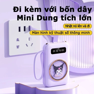 Pin sạc dự phòng dung lượng lớn kèm 4 dây, sạc nhanh cho mọi điện thoại - Tiện lợi 123.500₫