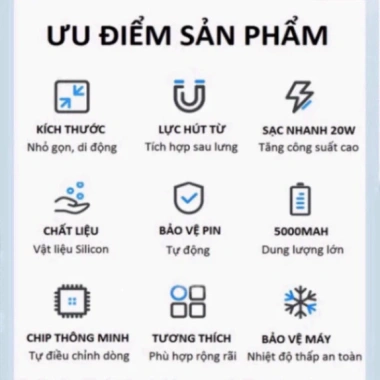 Pin sạc dự phòng không dây 5.000mAh mini có nam châm tự động, phù hợp iPhone và Android - Giá ưu đãi 159k 8