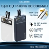Pin sạc dự phòng LED 30.000mAh 100W PD20W, sạc nhanh 2 dây, đa thiết bị, chỉ 380k