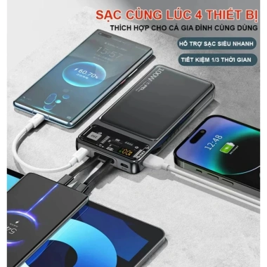Pin sạc dự phòng LED 30.000mAh 100W PD20W, sạc nhanh 2 dây, đa thiết bị, chỉ 380k 4
