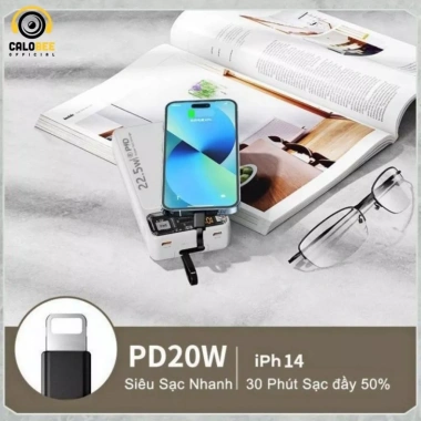 Pin sạc dự phòng LED 30.000mAh 100W PD20W, sạc nhanh 2 dây, đa thiết bị, chỉ 380k 6