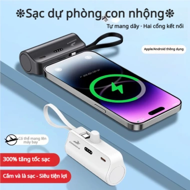 Pin sạc dự phòng mini iPhone & Android, cáp Lightning‑Type C tích hợp, siêu gọn – 88.400₫ 2