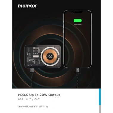 Pin sạc dự phòng Momax Q.Mag IP111 10.000mAh không dây, chân đế, giảm giá 850.000đ 4