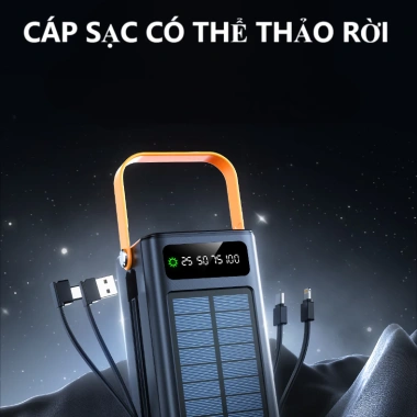 Pin sạc dự phòng năng lượng mặt trời 90.000mAh sạc nhanh 120W LED hiển thị 2 dây 335.000₫ 8