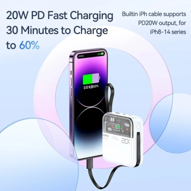 Pin sạc dự phòng REMAX RPP-603 20.000mAh 2 cáp nhanh cho iPhone & Android 20W PD+22.5W QC - Giá ưu đãi 385k