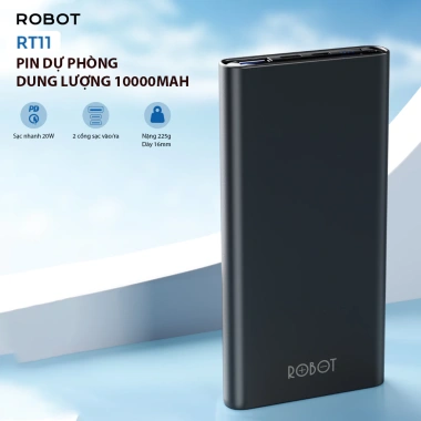 Pin sạc dự phòng ROBOT RT11 10.000mAh sạc nhanh 20W chính hãng bảo hành 12 tháng - 289.000₫