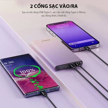 Pin sạc dự phòng ROBOT RT11 10.000mAh sạc nhanh 20W chính hãng bảo hành 12 tháng - 289.000₫