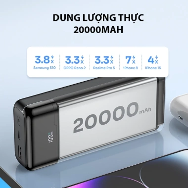 Pin sạc dự phòng RT25 20.000mAh sạc nhanh 22.5W ROBOT kèm cáp - Giá ưu đãi 469.000đ