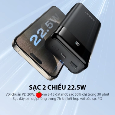 Pin sạc dự phòng RT25 20.000mAh sạc nhanh 22.5W ROBOT kèm cáp - Giá ưu đãi 469.000đ 6 Pin sạc dự phòng RT25 20.000mAh sạc nhanh 22.5W ROBOT kèm cáp - Giá ưu đãi 469.000đ 6
