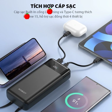 Pin sạc dự phòng RT25 20.000mAh sạc nhanh 22.5W ROBOT kèm cáp - Giá ưu đãi 469.000đ
