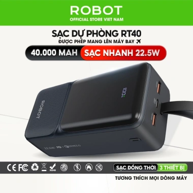 Pin Sạc Dự Phòng RT40 40.000mAh sạc nhanh 22.5W MSDS CE UN38.3 RoHS 769.000 VND 2
