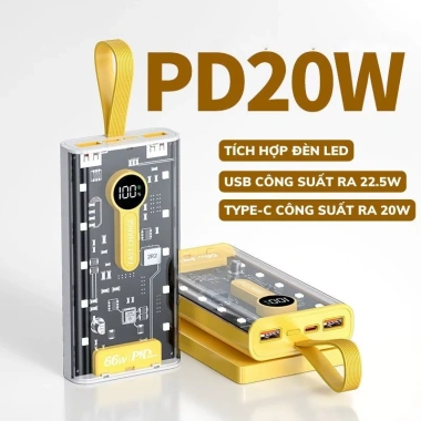 PIN Sạc Dự Phòng SPD 20.000mAh 120W 4 Cổng PD Siêu Nhanh và LED Đẹp