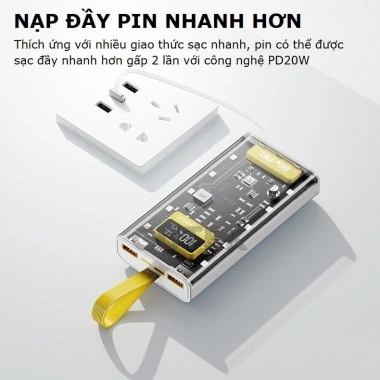 PIN Sạc Dự Phòng SPD 20.000mAh 120W 4 Cổng PD Siêu Nhanh và LED Đẹp