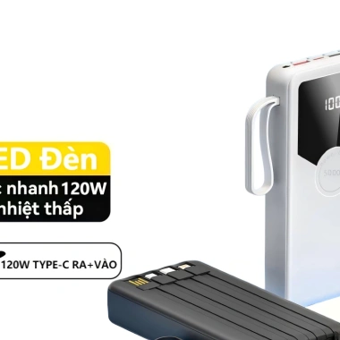 Pin sạc dự phòng trong suốt 50.000mAh nhanh, dung lượng 80.000mAh đa thiết bị, 4 dây, chỉ 169.000₫