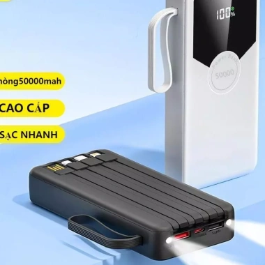 Pin sạc dự phòng trong suốt 50.000mAh nhanh, dung lượng 80.000mAh đa thiết bị, 4 dây, chỉ 169.000₫