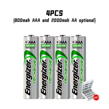 Pin sạc Energizer Ni‑MH USA bộ 4 AA/AAA 2.450mAh‑900mAh kèm sạc 4 khe, dung lượng cao, bền bỉ 10