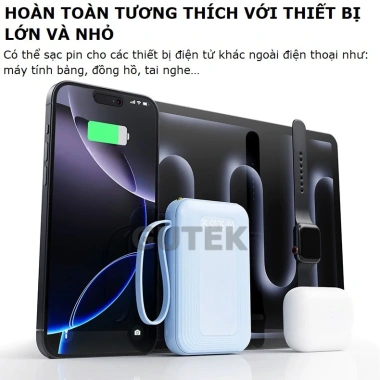 Pin sạc Gutek GT18 20.000mAh sạc nhanh 20W nhỏ gọn kèm dây cho điện thoại - Giá 150k 8