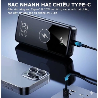 Pin Sạc Gutek GT229 100W 30.000mAh/20.000mAh, dung lượng lớn tích hợp dây cáp, sạc nhanh cho điện thoại - 249.000₫