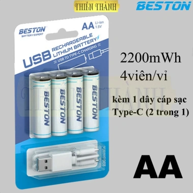 Pin sạc Li-ion 1.5V BESTON AA 2AC-60/3AC-18, AA 2.200mWh, AAA 600mWh - 55.999 VND 10 Pin sạc Li-ion 1.5V BESTON AA 2AC-60/3AC-18, AA 2.200mWh, AAA 600mWh - 55.999 VND 10