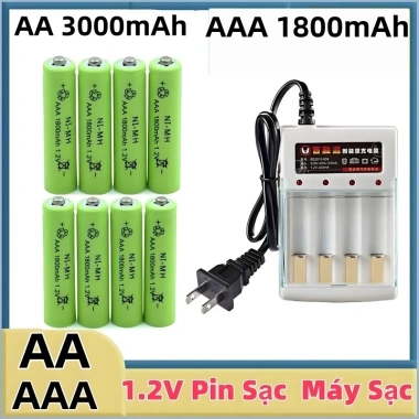 Pin sạc NI-MH AA 1.2V 3.000mAh AAA 1.800mAh 4/8 viên – Micrô, đèn pin, giá 72.000đ