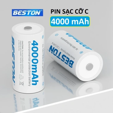 Pin trung sạc Beston 4.000mAh vỉ 2 pin cỡ C cho thiết bị gia đình điện tử - Giá 110.000đ