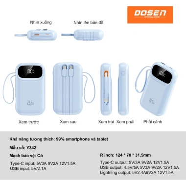 Power Bank Dosen PD 22.5W 2 Đầu, Dây Đôi, LED, 10.000-25.000mAh - 389.800 VND 2