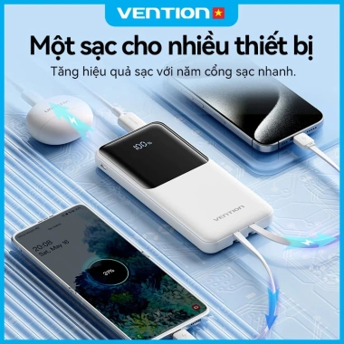 Power Bank Vention 20.000mAh PD 22.5W - Sạc nhanh Type-C, Tương thích iPhone, Xiaomi, Huawei, Samsung - BH 12 tháng 7