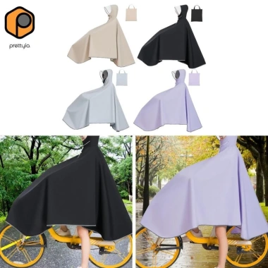 Prettyia Bike Rain Poncho – Vỏ bảo vệ xe đạp nhẹ, mũ trùm đầu, áo mưa nhỏ gọn chống nước