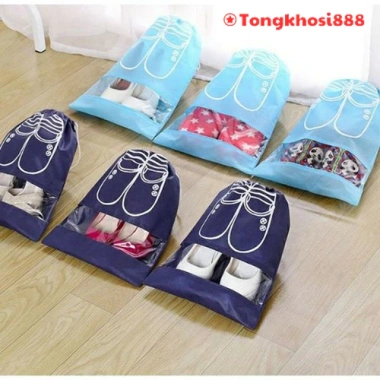 PVN28.049 Túi Đựng Giày Dép Du Lịch Chống Thấm Chống Bẩn Dây Rút Tiện Lợi Nhiều Màu